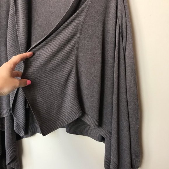 H&M Oversized Draped Knit Cardigan Open Front Brown Gray Women's Size XS - Picture 3 of 7